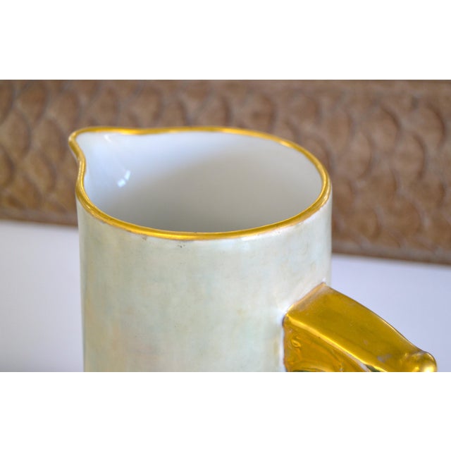 Ceramic Early 20th Century Limoges Porcelain Carafe Pitcher Jug Monc and Gilt France For Sale - Image 7 of 12