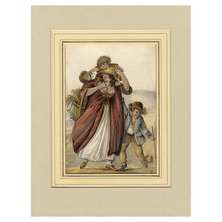 Circle of Robert Dighton, Peasant Mother & Children, 1785, Watercolour For Sale
