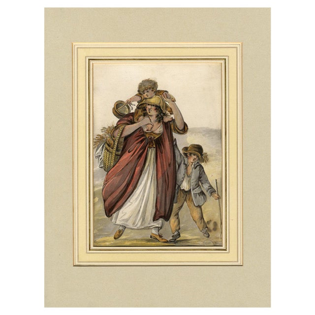 Circle of Robert Dighton, Peasant Mother & Children, 1785, Watercolour For Sale