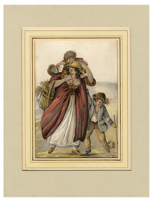 Circle of Robert Dighton, Peasant Mother & Children, 1785, Watercolour