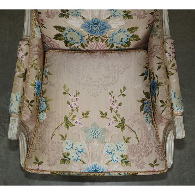 Antique French Charles-Emile Moinat Silk Floral Upholstered Armchairs, Set of 2 For Sale - Image 6 of 18