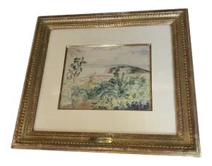 Framed Walter Findlay New York Tropical Watercolor, Signed Maxime Boulard De Villeneuve (1884 - 1971)