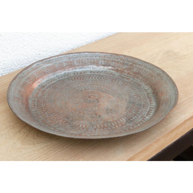 Tribal Mandala Tinned Copper Tray For Sale - Image 4 of 5