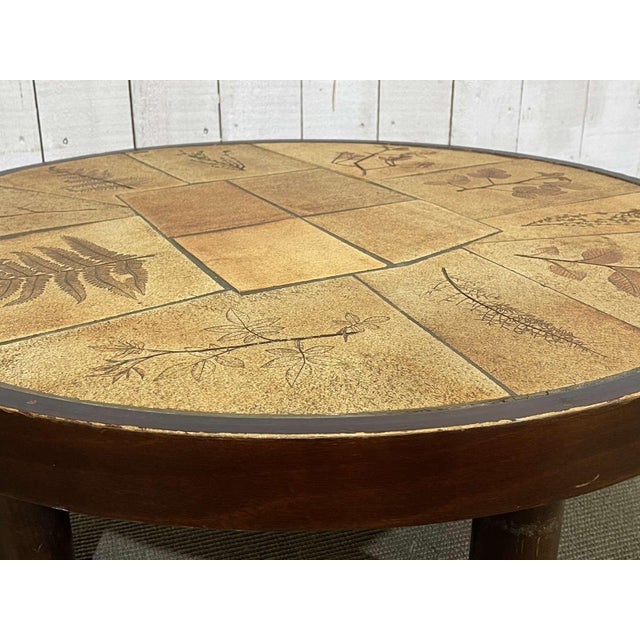 Beechwood Coffee Table with Ceramic Top from Raymonde Leduc Vallauris, 1960s For Sale - Image 4 of 9