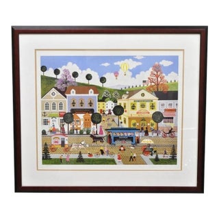 Late 20th Century Jane Wooster Scott Signed and Numbered Serigraph Framed Art "Carefree Days" For Sale