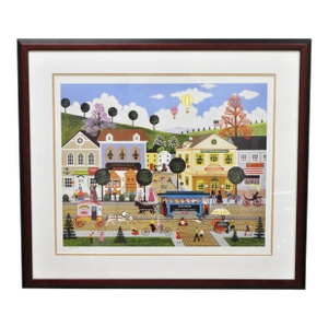 Late 20th Century Jane Wooster Scott Signed and Numbered Serigraph Framed Art "Carefree Days"