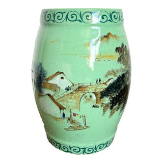 Chinese Celadon Glazed Porcelain Garden Stool For Sale