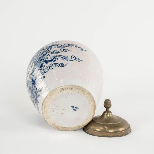 Delft Blue and White "Dunkerer" Tobacco Jar For Sale - Image 9 of 10