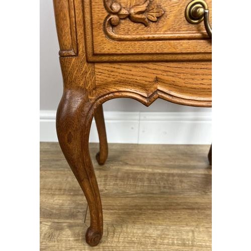 Wood Vintage French Bedside Tables in Oak, Set of 2 For Sale - Image 7 of 12