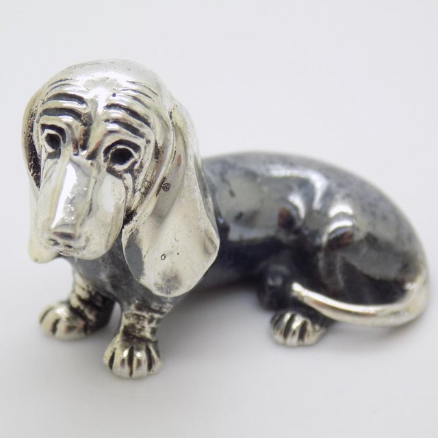 Vintage Italian Genuine Silver Dachshund Figurine by Saturno, 1980s For Sale - Image 12 of 12