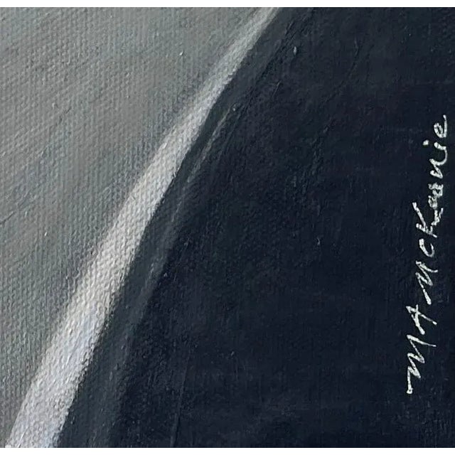 Dove Gray "LGB Streamline Moderne" Contemporary Impressionist Cityscape in Blue, Grays of Long Beach, Ca, Airport by Mill Valley Artist Mary Anne McKernie For Sale - Image 8 of 10