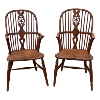 Windsor Wheelback Kitchen Armchairs, Set of 2 For Sale