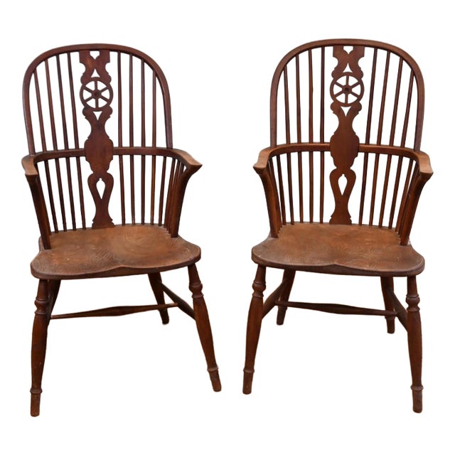 Windsor Wheelback Kitchen Armchairs, Set of 2 For Sale