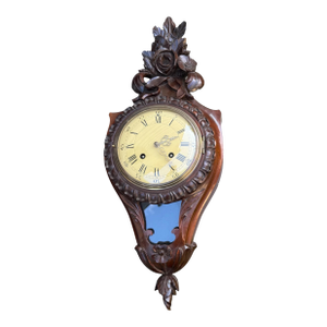 Vintage Floral Carved Wall Hanging Clock Sweden Westerstrand