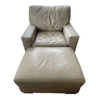 Pottery Barn Turner Chair and Ottoman - Set of 2 For Sale