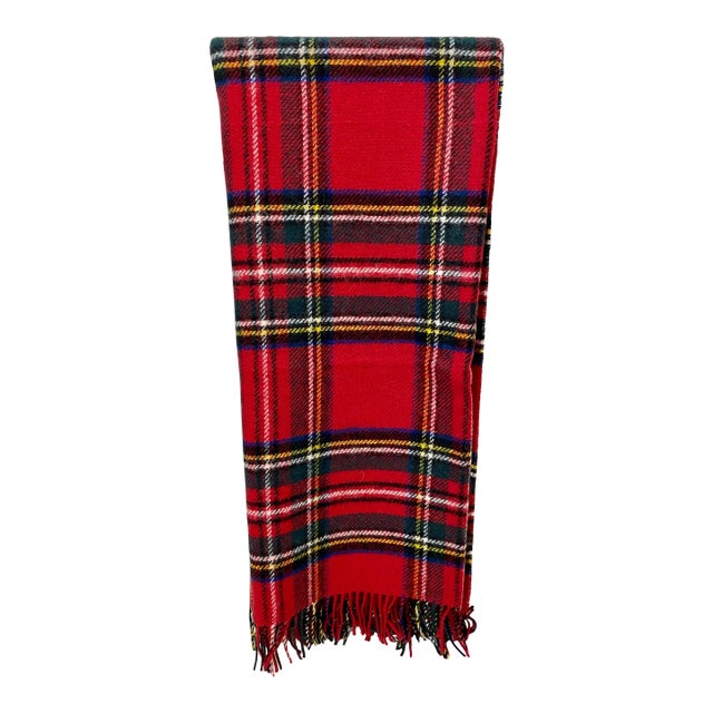 Quintessential Rich Red Tartan Plaid Throw Made From Soft Merino Lambswool - From England For Sale