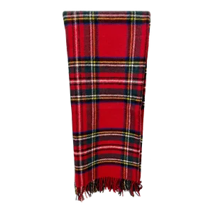 Quintessential Rich Red Tartan Plaid Throw Made From Soft Merino Lambswool - From England