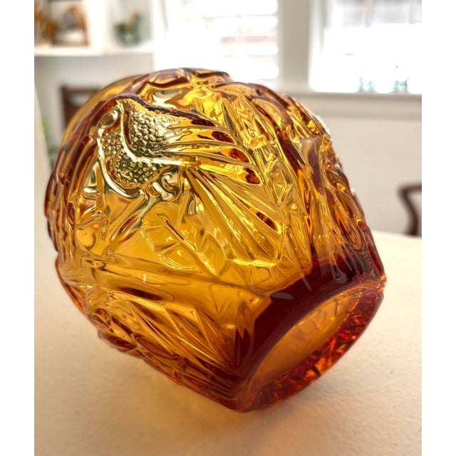 Vintage 1980s Amber Lead Glass Vase For Sale - Image 10 of 10