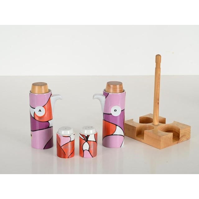 Mid-Century Italian Ceramic Oil and Vinegar Cruet Set from Franco Pozzi, 1970s, Set of 4 For Sale - Image 16 of 18