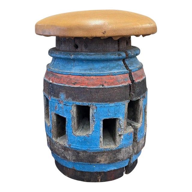 Antique Repurposed Wagon Wheel Hub Decorative Wooden Art Piece For Sale