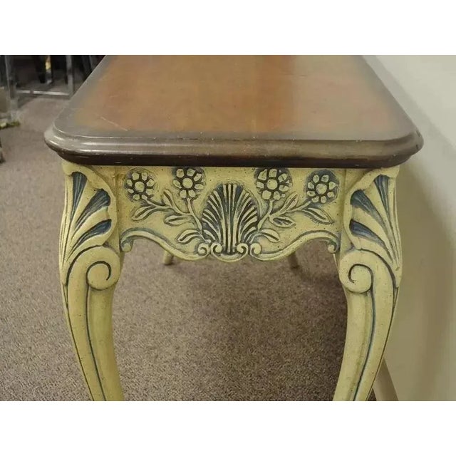 Mid 20th Century Mid 20th Century Vintage Louis XV French Country Style Shell Carved 2 Drawer Console Hall Table For Sale - Image 5 of 11