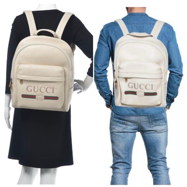 Gucci Logo Cripto Print Leather Ivory 100% Authentic W/ BOX! Unisex Backpack For Sale - Image 14 of 18