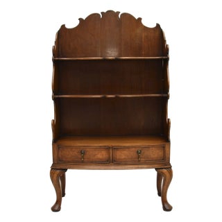 Antique Burr Walnut Cascading Open Bookcase, 1900s For Sale