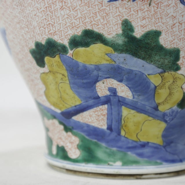 Pair of Chinese Late Qing Dynasty, Jingdezhen Kiln, Famille Verte Covered Jar With Kirin and Phoenix on Iron-Red Brocade Ground For Sale - Image 13 of 16
