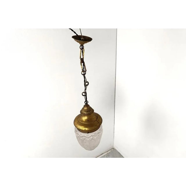 Gold Neoclassical Style Pendant Light, 1950s For Sale - Image 8 of 10