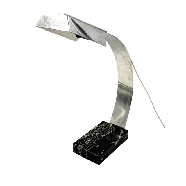 Silver Modern Desk Lamp attributed to Tronconi, Italy, 1980s For Sale - Image 8 of 17