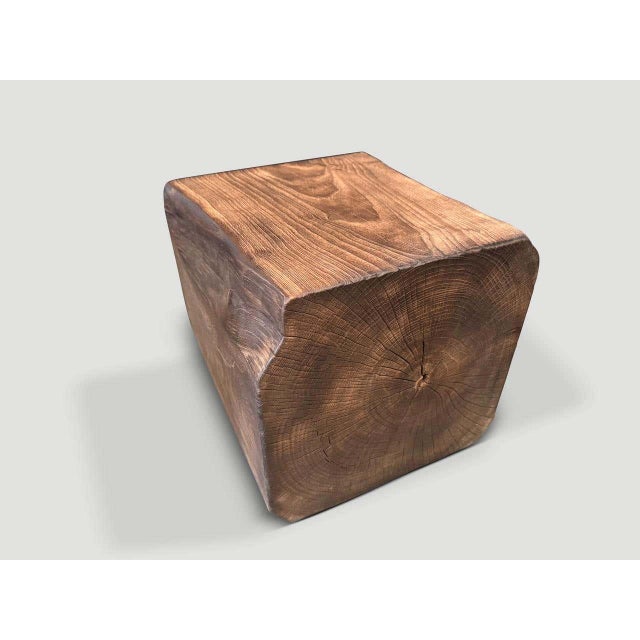 Contemporary Andrianna Shamaris Modern Organic Teak Wood Lightly Charred Side Table For Sale - Image 3 of 6