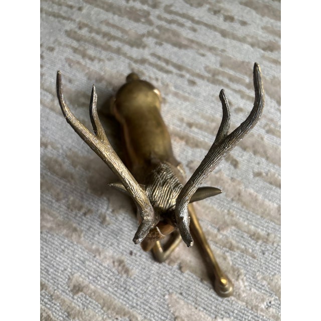 Metal Reclining Brass Reindeer, Mid-Century For Sale - Image 7 of 8
