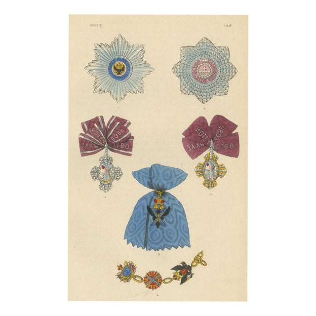 Plate LXIV Orders of Russia, Saint Andrew and Saint Catherine Insignia, 1844 For Sale