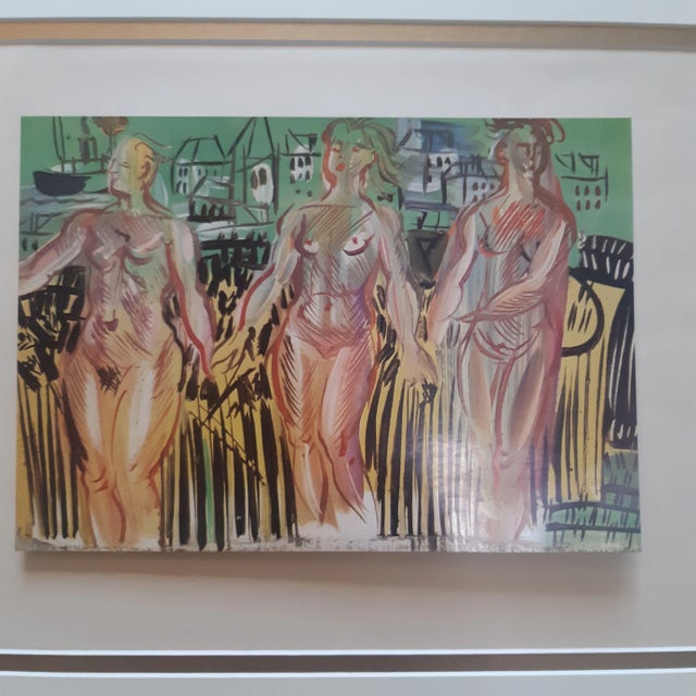 Nice vintage figurative abstract art print from 1942. 11"x 7.5" is the print size with frame it is 21.5"x 17".