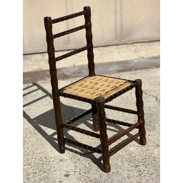 1940s Turned Wood Spool Chairs attributed to Charles Dudouyt, 1940s, Set of 4 For Sale - Image 5 of 11