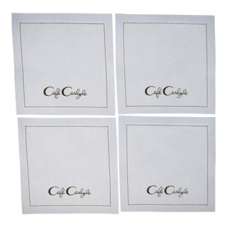 Set X 4 Cafe Carlyle Blue Linen Cocktail Napkins (New) For Sale