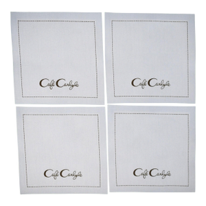 Set X 4 Cafe Carlyle Blue Linen Cocktail Napkins (New)