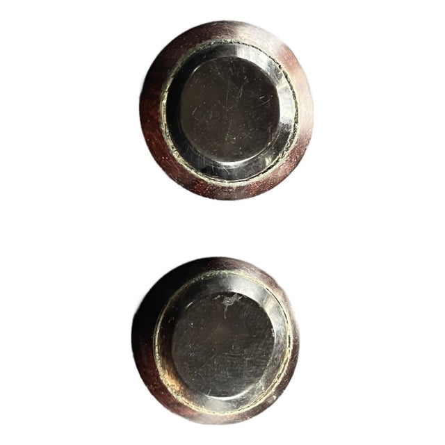 1970s Vintage Sculptural Wooden Dome Earrings, Pair For Sale