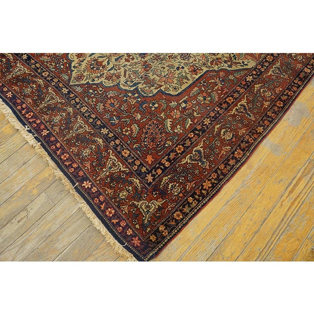 Textile 1930s Medallion Traditional Antique Persian Sarouk Farahan Rug 4'5" X 6'10" Handknotted Wool Carpet For Sale - Image 7 of 7