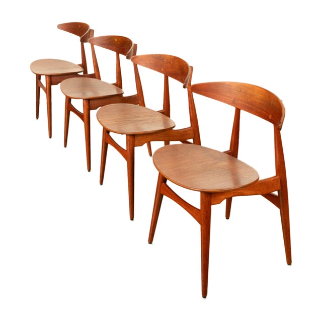 Hans Wegner 1960s Hans J. Wegner Ch-33 Danish Teak Chairs for Carl Hansen & Søn- Set of 4 For Sale - Image 4 of 12