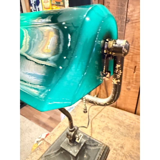 Green Early 1900’s Art Deco Emeralite Bankers Desk Lamp – Rewired For Sale - Image 8 of 13