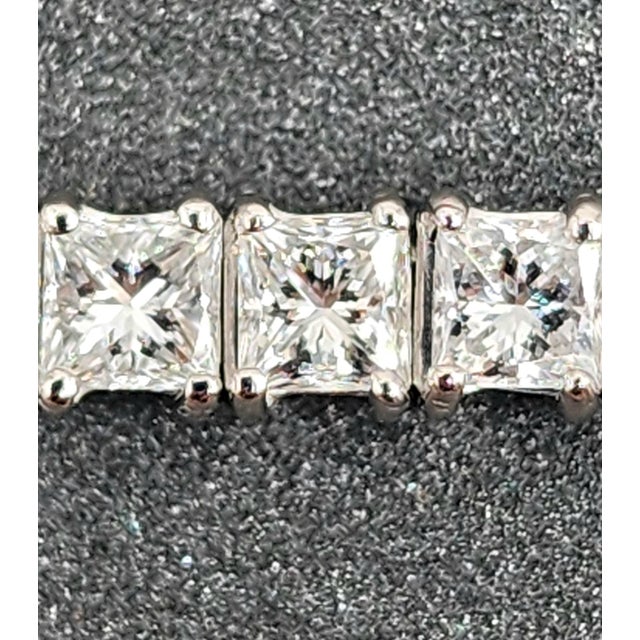 6.24 Ct Princess Cut Diamond Tennis Bracelet For Sale - Image 4 of 8