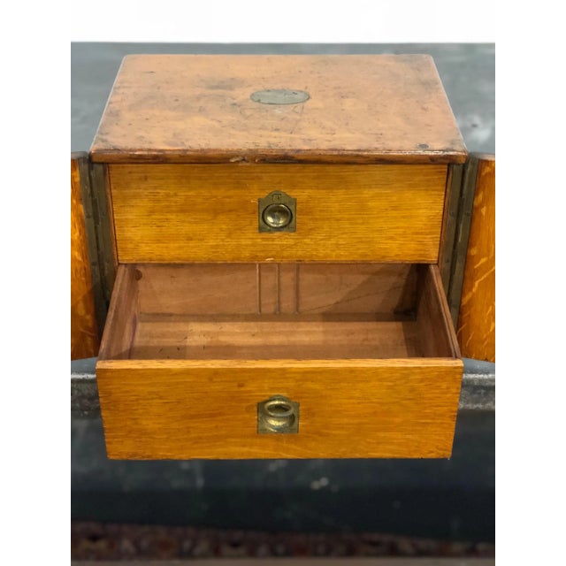 Sand 20th Century Campaign Oak Letter Box For Sale - Image 8 of 11