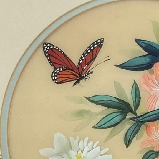 Matched Set of 2 Anton Wang Watercolor on Silk Paintings – Artist Signed and Framed With Chop Mark (Original Vintage Octagon Frames) For Sale In Philadelphia - Image 6 of 18