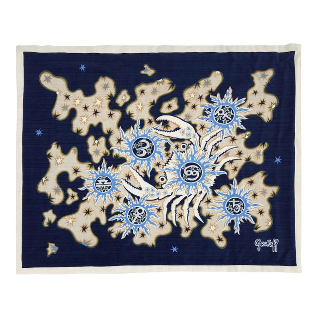 1960s Vintage Elie Grekoff Tapestry French Mid-Century Modern Cancer For Sale