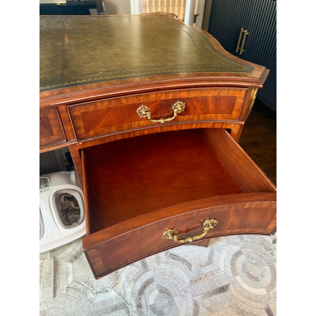 Late 20th Century Maitland Smith French Regency Louis XVI Flame Mahogany Serpentine Desk For Sale - Image 14 of 14