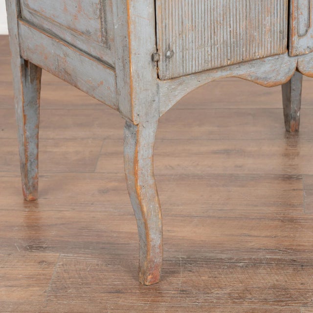 Original Blue Painted Small Cabinet or Nightstand, Sweden Circa 1860-80 For Sale - Image 9 of 11