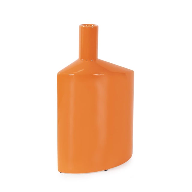 Kenneth Ludwig Chicago Orange Valencia Askewed Tall Bottle Vase For Sale - Image 4 of 11