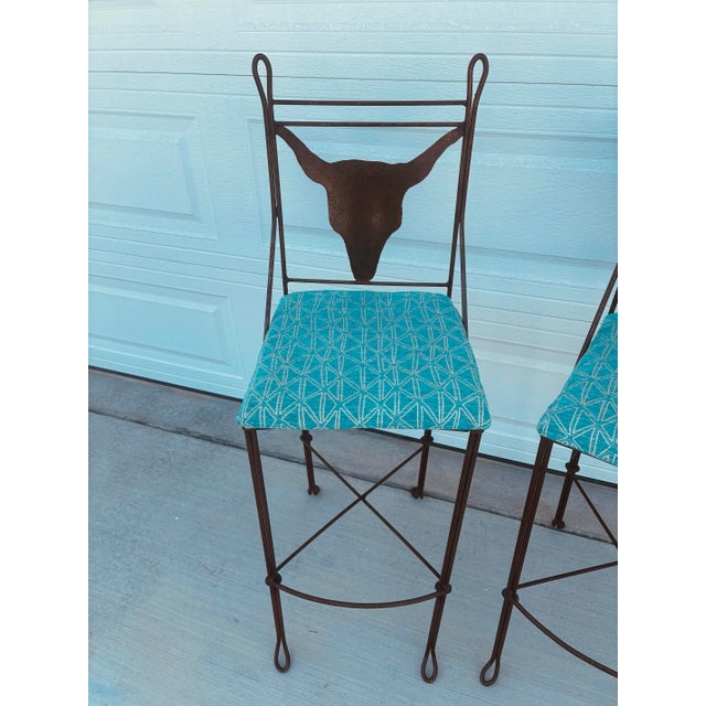American Pair Vintage Teena Iron Works Southwestern Bar Stools For Sale - Image 3 of 12