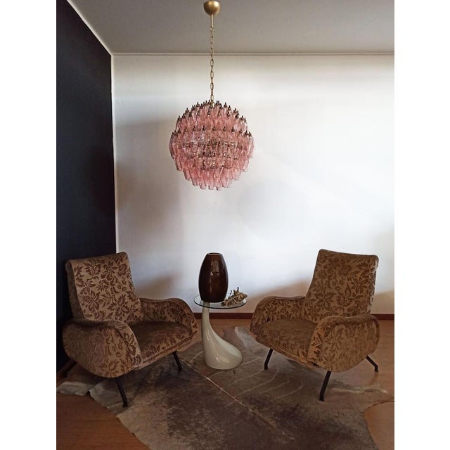 Spherical Murano Glass Candelier with 140 Pink Glasses For Sale - Image 11 of 18